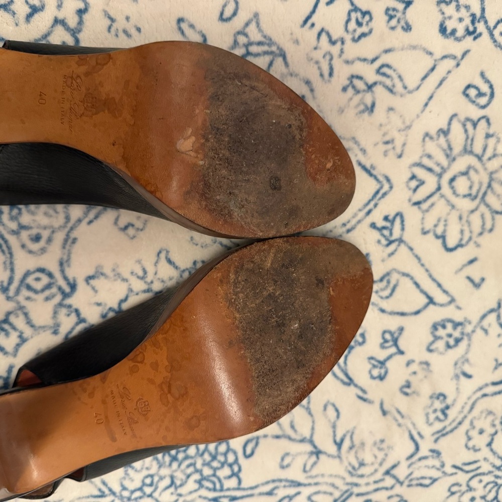 Loro Piana black embossed leather platform slingbacks size 40 - Picture 5 of 5